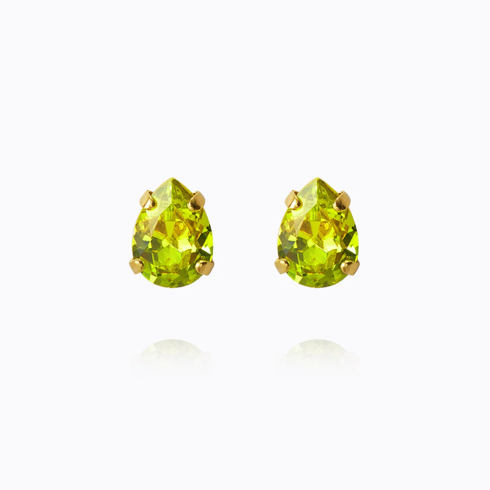 Super petite drop earrings in gold peridot