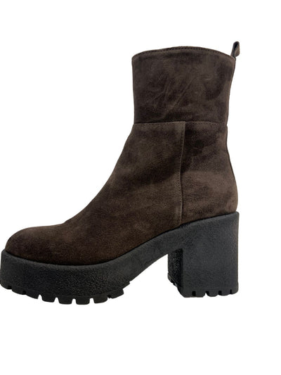 Chocolate suede ankle boots