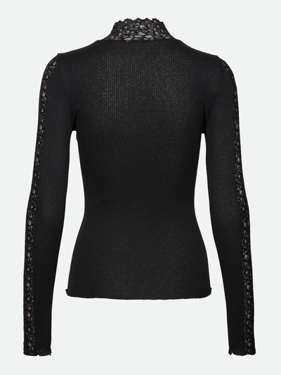 Long sleeve t shirt with lace turtle neck