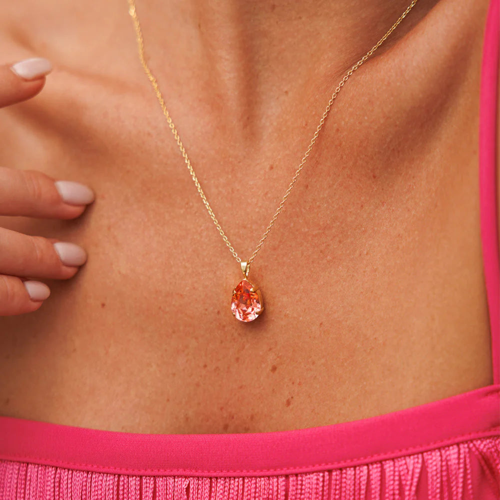 Mini drop necklace gold rose peach