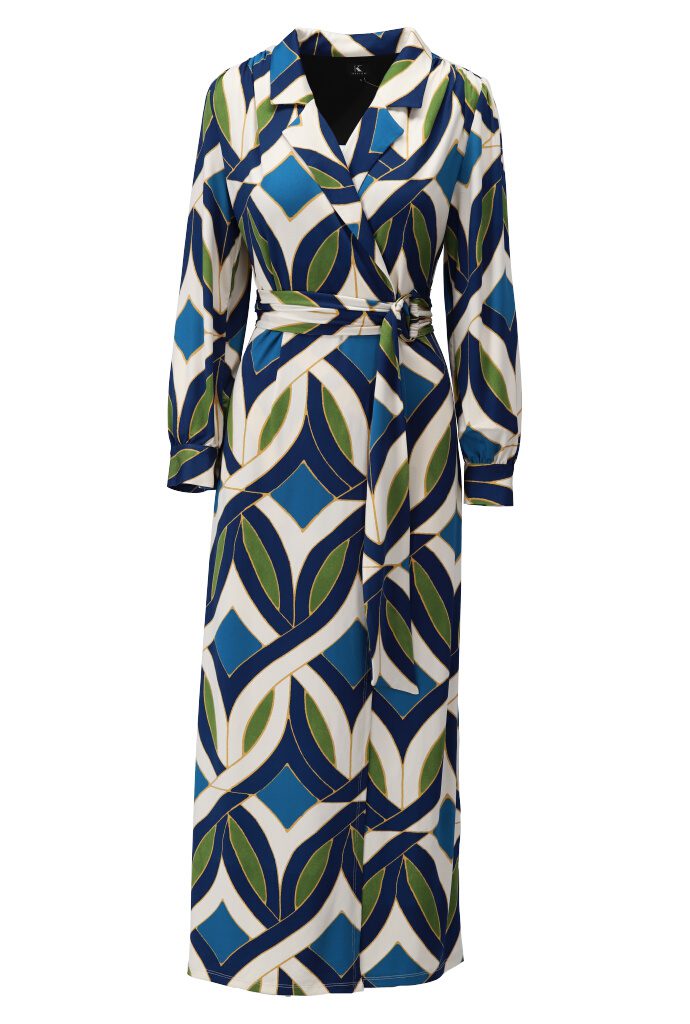 Maxi dress in blue and green print