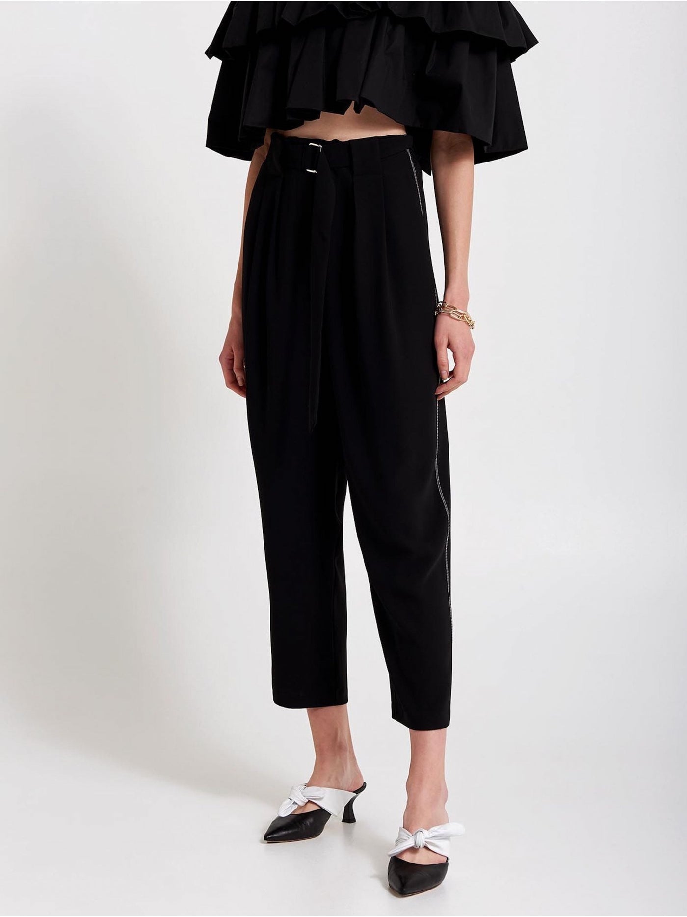 Black double seam trousers