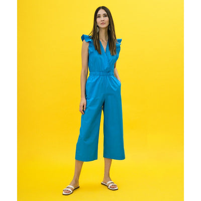 Cropped jumpsuit with ruffles